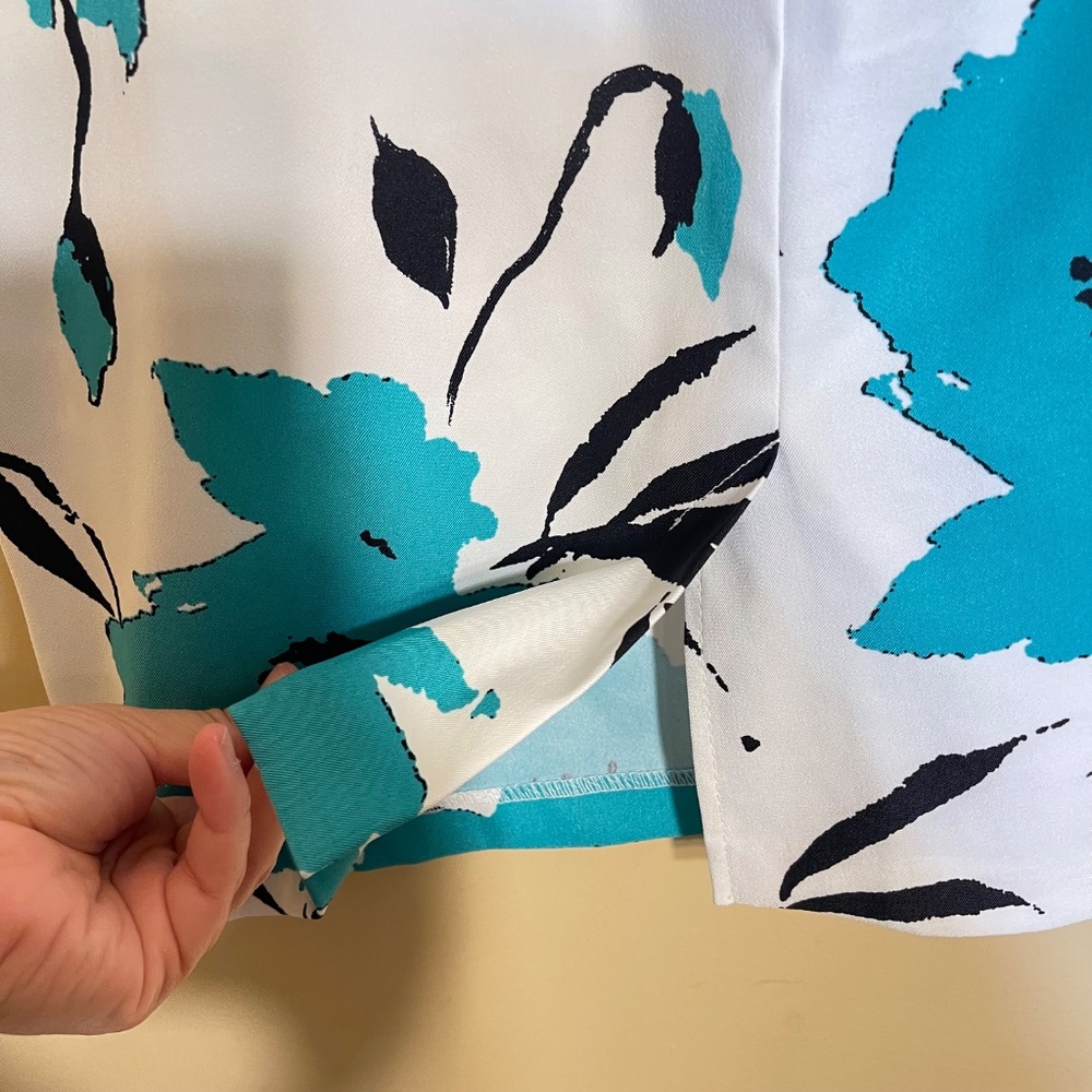 Dress Barn White Sheath Dress with Teal Floral Print - Picture 4 of 11